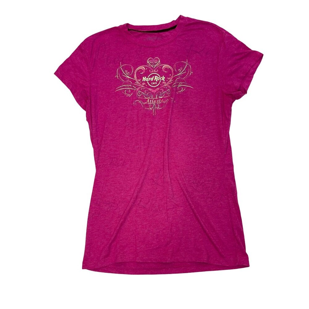 Hard Rock Couture Atlanta ‘Peace Love Rock’ Women's Size XL Graphic T-Shirt Pink